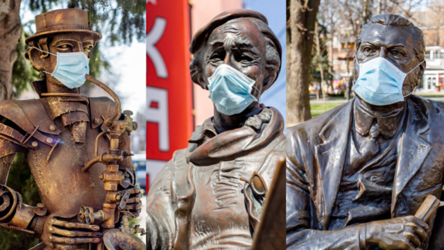 Якби пам’ятники могли хворіти: як виглядають вінницькі скульптури у масках під час карантину. ФОТО