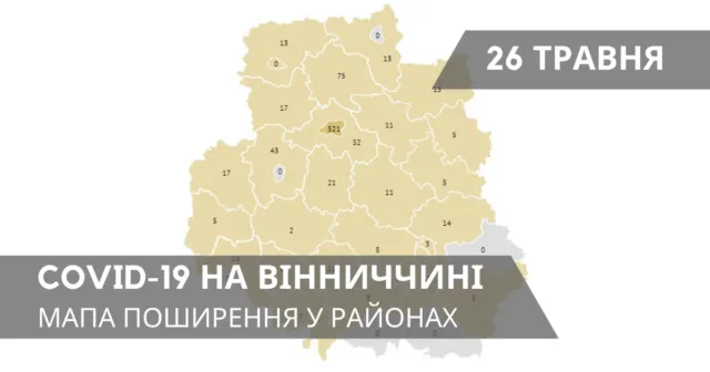 Коронавірус на Вінниччині: статистика по районах на 26 травня. ГРАФІКА