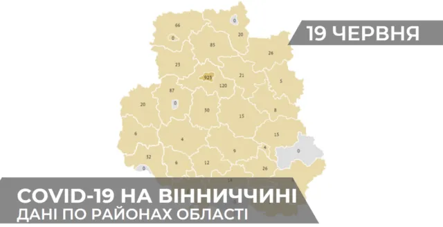 Коронавірус на Вінниччині: статистика поширення по районах станом на 19 червня. ГРАФІКА