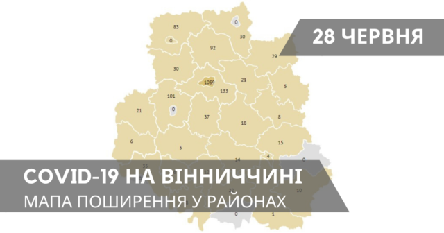 Коронавірус на Вінниччині: статистика поширення по районах станом на 28 червня. ГРАФІКА