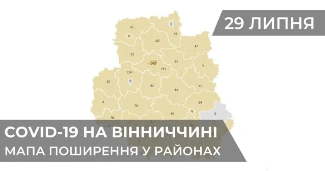 Коронавірус на Вінниччині: статистика поширення по районах станом на 29 липня. ГРАФІКА