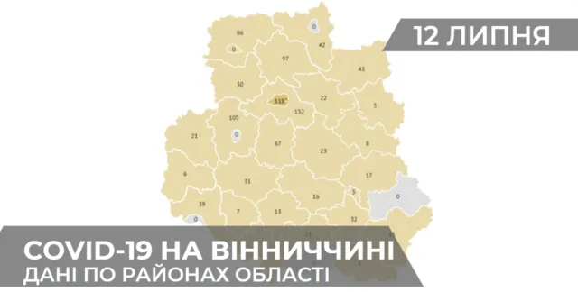 Коронавірус на Вінниччині: статистика поширення по районах станом на 12 липня. ГРАФІКА