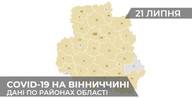 Коронавірус на Вінниччині: статистика поширення по районах станом на 21 липня. ГРАФІКА