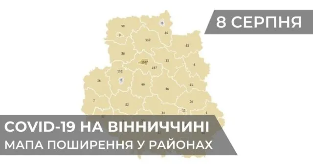 Коронавірус на Вінниччині: статистика поширення по районах станом на 8 серпня. ГРАФІКА