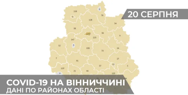 Коронавірус на Вінниччині: статистика поширення по районах станом на 20 серпня. ГРАФІКА