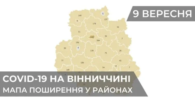 Коронавірус на Вінниччині: статистика поширення по районах станом на 9 вересня. ГРАФІКА