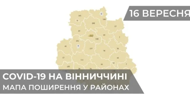 Коронавірус на Вінниччині: статистика поширення по районах станом на 16 вересня. ГРАФІКА