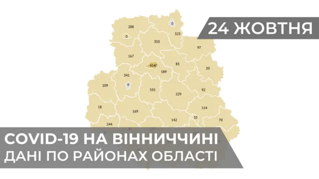 Коронавірус на Вінниччині: дані по районах станом на 24 жовтня. ГРАФІКА