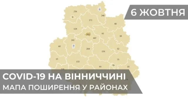 Коронавірус на Вінниччині: статистика поширення по районах станом на 6 жовтня. ГРАФІКА