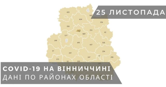 Коронавірус на Вінниччині: дані по районах станом на 25 листопада. ГРАФІКА