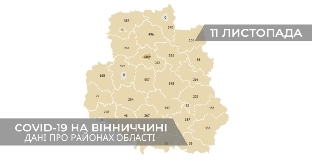 Коронавірус на Вінниччині: дані по районах станом на 11 листопада. ГРАФІКА