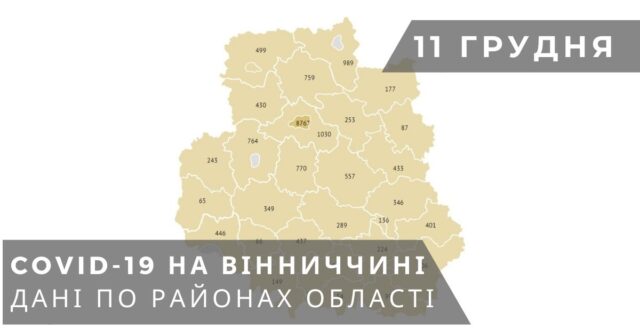 Коронавірус на Вінниччині: дані по районах станом на 11 грудня. ГРАФІКА