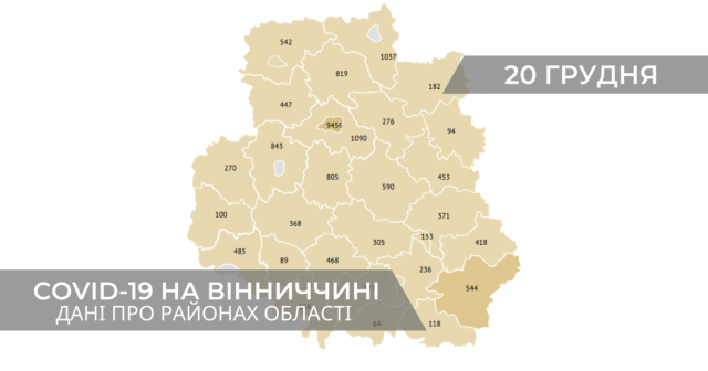 Коронавірус на Вінниччині: дані по районах станом на 20 грудня. ГРАФІКА