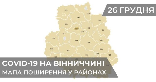 Коронавірус на Вінниччині: статистика поширення по районах станом на 26 грудня. ГРАФІКА