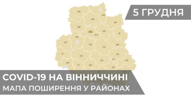 Коронавірус на Вінниччині: статистика поширення по районах станом на 5 грудня. ГРАФІКА