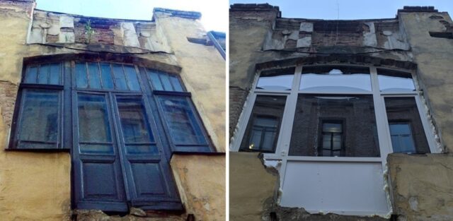 Монтажна піна і пластик: як у центрі Вінниці в старовинній будівлі вікно демонтували. ФОТО