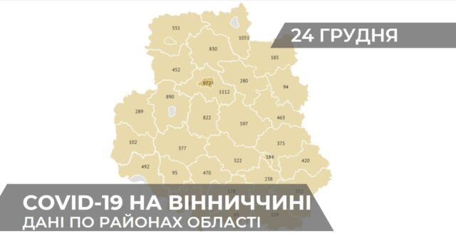Коронавірус на Вінниччині: статистика по районах станом на 24 грудня. ГРАФІКА