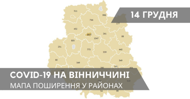 Коронавірус на Вінниччині: статистика по районах станом на 14 грудня. ГРАФІКА