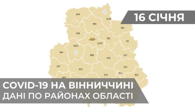 Коронавірус на Вінниччині: дані по районах станом на 16 січня. ГРАФІКА