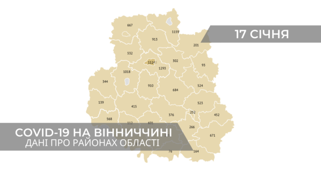 Коронавірус на Вінниччині: дані по районах станом на 17 січня. ГРАФІКА