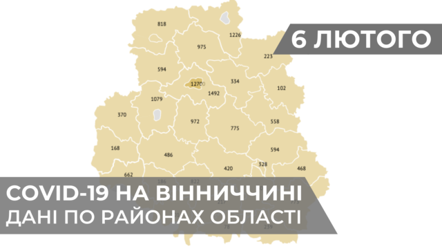 Коронавірус на Вінниччині: дані по районах станом на 6 лютого. ГРАФІКА