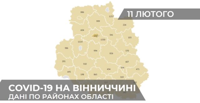 Коронавірус на Вінниччині: статистика по районах станом на 11 лютого. ГРАФІКА