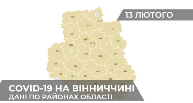 Коронавірус на Вінниччині: статистика по районах станом на 13 лютого. ГРАФІКА
