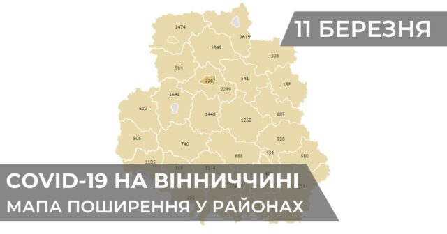 Коронавірус на Вінниччині: статистика поширення по районах станом на 11 березня. ГРАФІКА