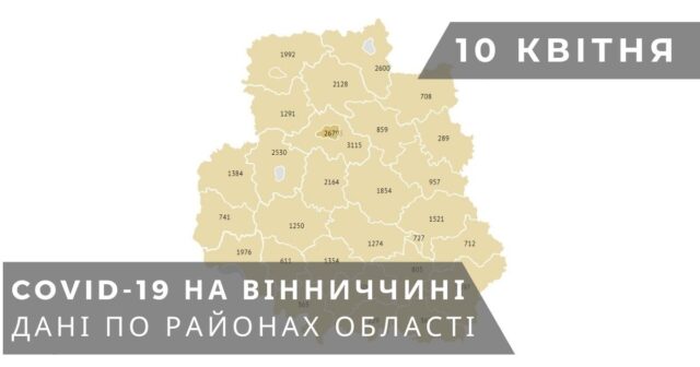 Коронавірус на Вінниччині: дані по районах станом на 10 квітня. ГРАФІКА
