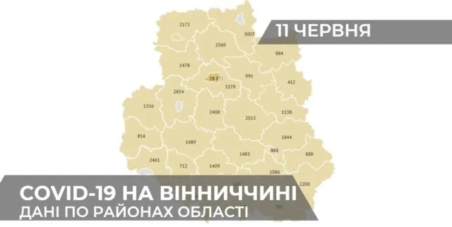 Коронавірус на Вінниччині: статистика поширення по районах станом на 11 червня. ГРАФІКА