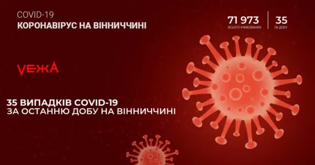 На Вінниччині за добу виявили 35 нових випадків COVID-19