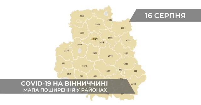 Коронавірус на Вінниччині: дані по районах станом на 16 серпня. ГРАФІКА