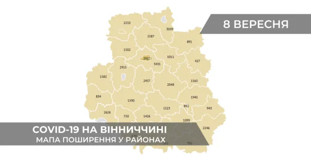 Коронавірус на Вінниччині: дані по районах станом на 8 вересня. ГРАФІКА