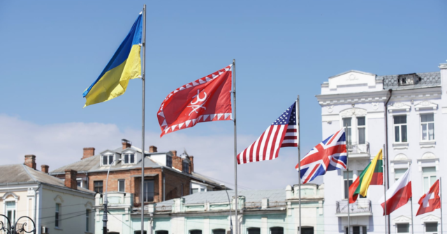 У Вінниці на знак вдячності підняли прапори держав, які допомагають Україні